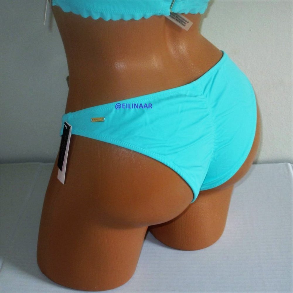 Victoria Secret Swim Itsy Bikini Bottom MEDIUM Aqua Mint Ruched Back nwt